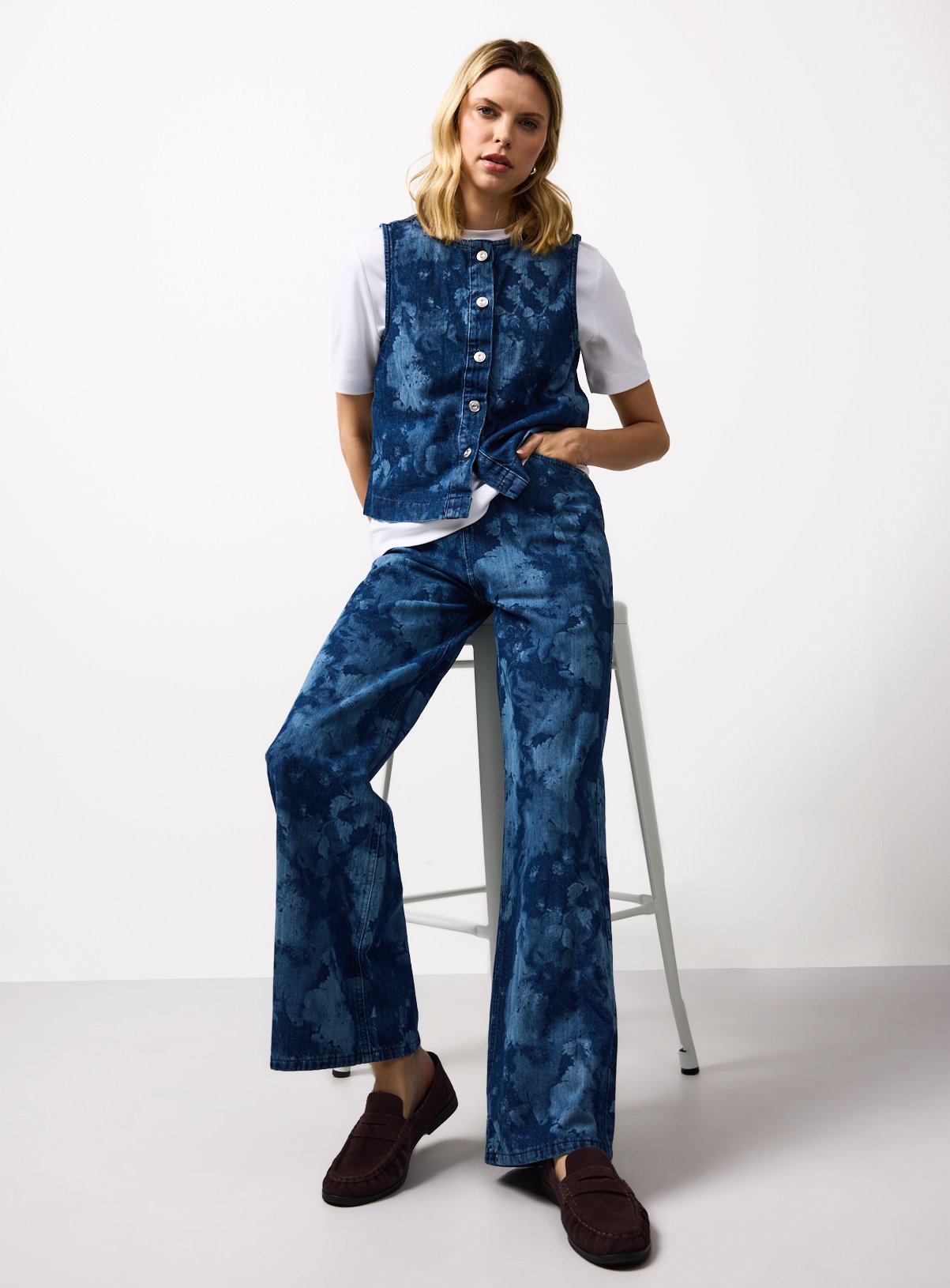 Light Denim Floral Laser Print Waistcoat 16 - Image 2 thumbnail